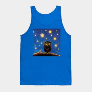 Owl in a blue night sky Tank Top